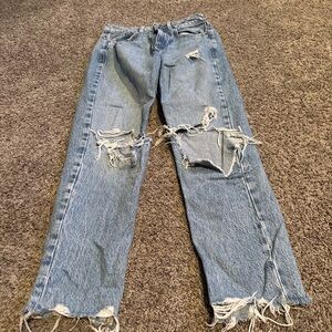 Garage Light Blue Distressed Straight Leg Jeans